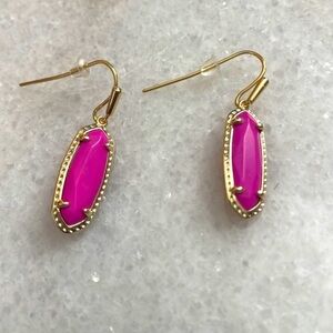 Kendra Scott Eleanor Small Drop Earrings Magenta Gold genuine stone Jewelry New